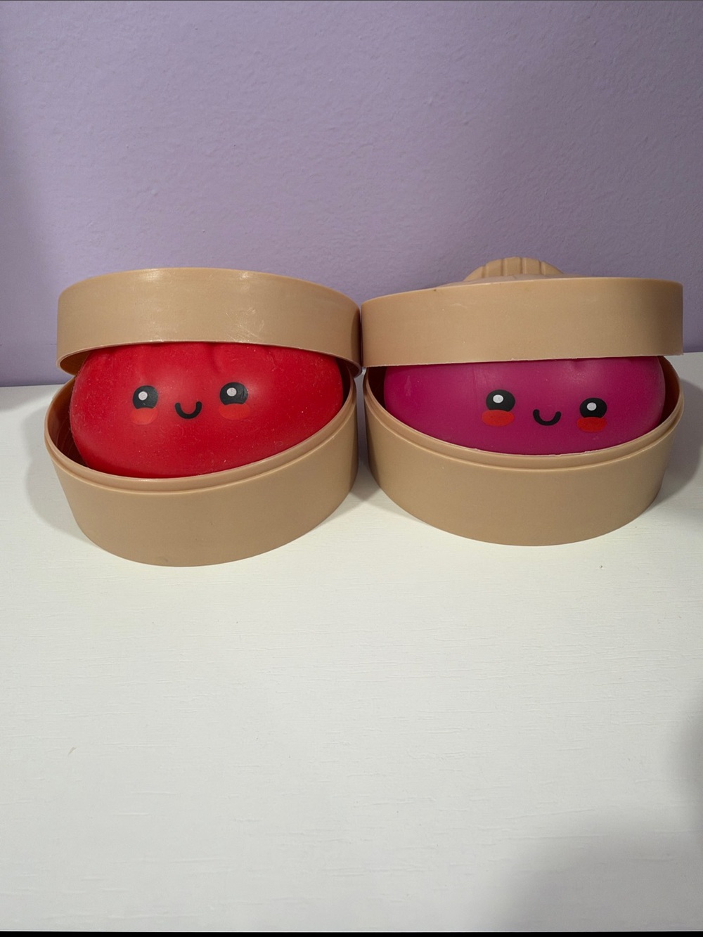 Set of 2 opened authentic RMS dumplings Squishy Toy Set - Red & Pink